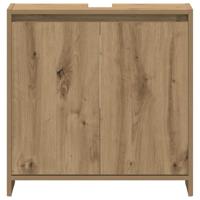 Wastafelkast 60x33x60 cm bewerkt hout artisanaal eikenkleurig - thumbnail