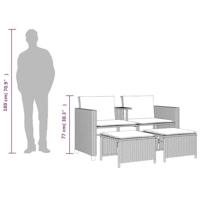 Tuinbank 2-zits met tafel en voetenbanken poly rattan beige - thumbnail