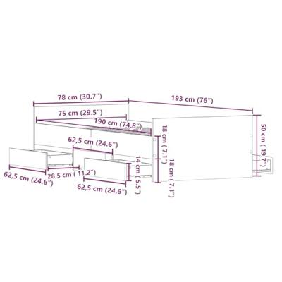 Bedframe met hoofdeinde Zwart eiken 75 x 190 cm Bewerkt hout