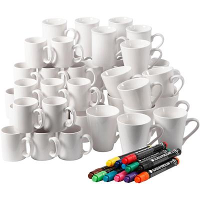 Groepsset Mokken beschilderen, H: 7-10 cm, wit, 1 set