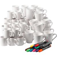 Groepsset Mokken beschilderen, H: 7-10 cm, wit, 1 set - thumbnail