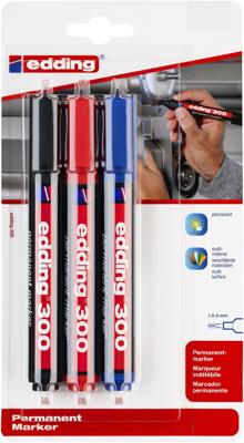 Viltstift edding 300 rond 1.5-3mm blist3 assorti
