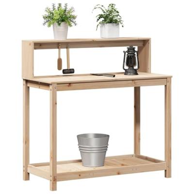 VidaXL Oppottafel met schappen 108x50x109,5 cm massief grenenhout