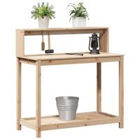 Oppottafel met schappen 108x50x109,5 cm massief grenenhout - thumbnail
