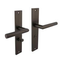 Intersteel Deurkruk Bastian op schild met toilet-/badkamersluiting 63/8 mm - antraciet - thumbnail