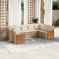 9-delige Loungeset met kussens poly rattan grijs - thumbnail