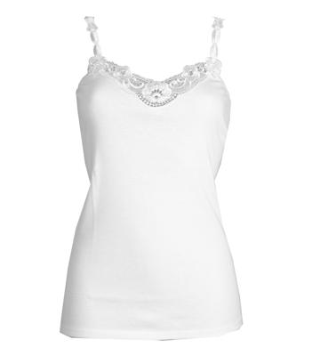 Toker dames Hemdje kant smal bandje 226/1 - Kanten dames onderhemd - Smalle bandjes - ondergoed - 46 - Wit - Top - Singlet - 46 - 46 - 46 - 46