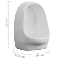 Wandurinoir met spoelklep keramiek wit - thumbnail