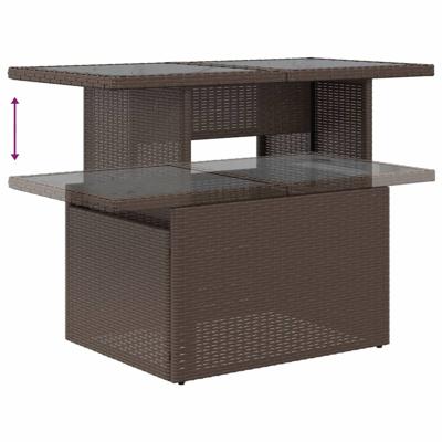 6-delige Loungeset met kussens poly rattan bruin - thumbnail