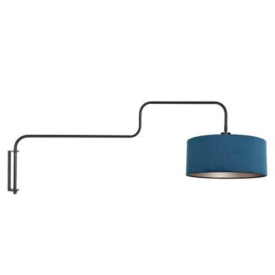 Steinhauer WandlampBloeba zwart met blauwe kap - 4180ZW