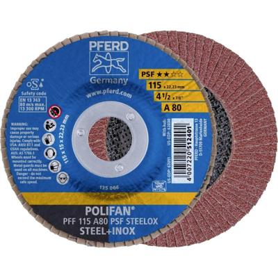 PFERD TOOLS 67648115 PFF 115 A 80 PSF STEELOX Lamellenschijf Diameter 115 mm Boordiameter 22.23 mm Korrelgrootte (num) 80 RVS, Staal 10 stuk(s)