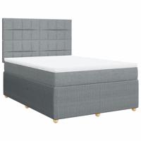 Boxspring met matras stof lichtgrijs 140x190 cm - thumbnail