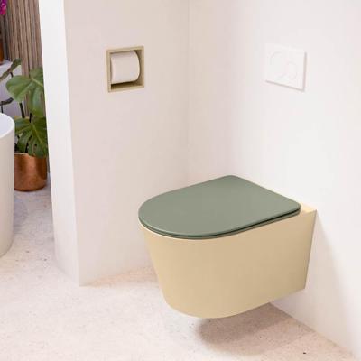 MONDIAZ LAVIE hangend toilet single fire rimless diepspoel Sand, Toiletzitting met quick-release & softclose Army