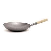 Wok platte bodem met houten handvat 33cm (13inch) - thumbnail