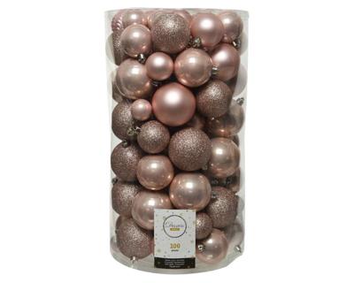Kerstballen koker a 100 kunststof roze