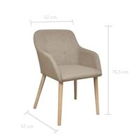Eetkamerstoelen 2 st stof en massief eikenhout beige - thumbnail