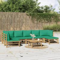 8-delige Loungeset met kussens bamboe groen - thumbnail