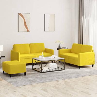 3-delige Loungeset met kussens fluweel geel - thumbnail