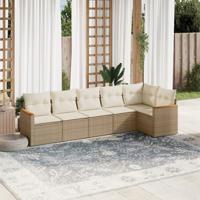7-delige Loungeset met kussens poly rattan beige - thumbnail