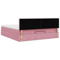 Ottoman bed met matras 180x200 cm fluweel roze - thumbnail