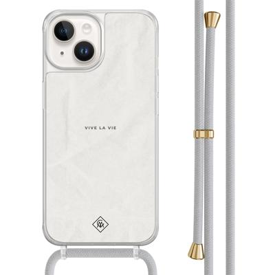 iPhone 14 hoesje met grijs koord - Vive la vie