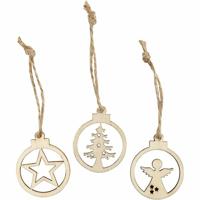 Creativ Company Kersthangers hout, 24st. - thumbnail