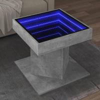 Salontafel met LED 50x50x45 cm bewerkt hout betongrijs - thumbnail