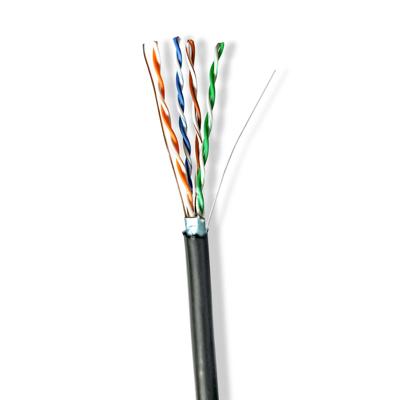 Netwerk Kabel Rol | CAT5e | Solid | F/UTP | Koper | 305.0 m | Buitenshuis | Rond | PE | Zwart