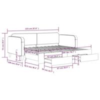 Slaapbank met onderschuifbed en lades 90x200 cm stof lichtgrijs - thumbnail