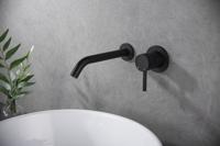 Wiesbaden Ribbd inbouw-wastafelmengkraan eenhendel compleet mat zwart - thumbnail