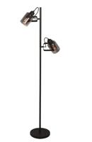 Freelight Vloerlamp Fumoso Zwart met Smoke Glas 2 Lichts - thumbnail