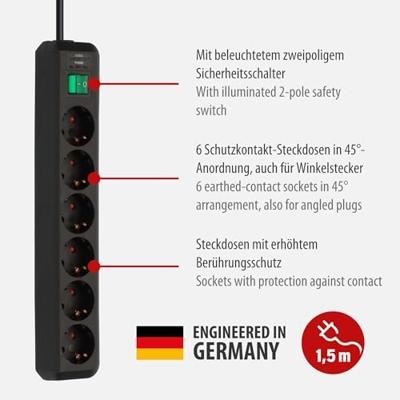 Brennenstuhl 1159500015 Eco-line 6-voudige Stekkerdoos (verdeeldoos Met Schakelaar En 1,50 M Kabel)