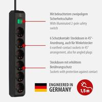 Brennenstuhl 1159500015 Stekkerdoos met schakelaar 6-voudig Zwart Randaarde stekker 1 stuk(s) - thumbnail