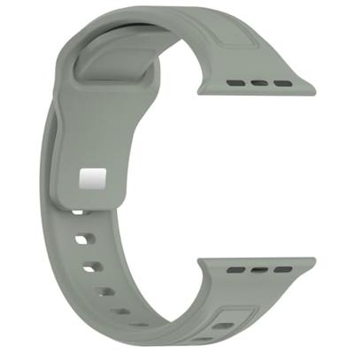 By Qubix - Square siliconen band - Grijsgroen licht - Compatible met Apple Watch 44mm / 45mm / 46mm / 49mm - Compatible Apple watch bandjes