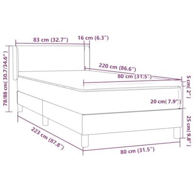 Boxspring met matras fluweel lichtgrijs 80x220 cm