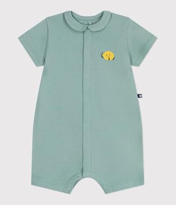 Kort boxpakje voor baby's met rond kraagje PETIT BATEAU saliegroen Kort boxpakje voor baby's met rond kraagje PETIT BATEAU saliegroen