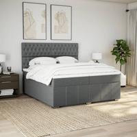 Boxspring met matras stof donkergrijs 200x200 cm - thumbnail