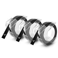 Dymo D3 tape 9 mm, wit op zwart, blister van 3 stuks - thumbnail