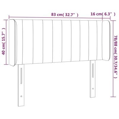 Hoofdbord met randen 147x16x118/128 cm fluweel lichtgrijs - thumbnail