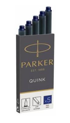 5 Inktpatronen Parker Quink blauw permanent