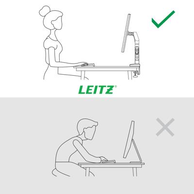 Leitz Ergo ruimtebesparende monitorarm, enkel, lichtgrijs Leitz Ergo ruimtebesparende monitorarm, enkel, lichtgrijs