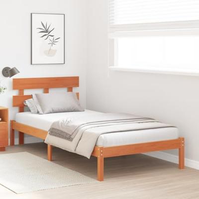 Bedframe met hoofdeinde Bruin 90 x 200 cm Massief grenenhout
