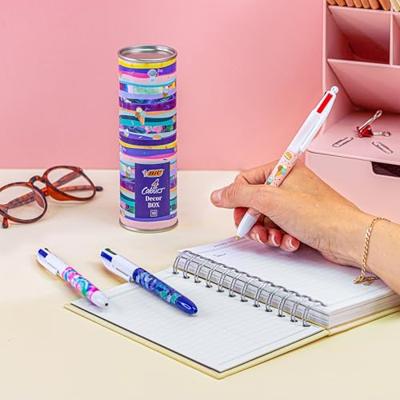 Bic Colours Decors, 4-kleurenbalpen, medium, klassieke inktkleuren, doos van 8 stuks