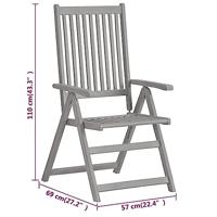 Tuinstoelen 2 st verstelbaar massief acaciahout grijs - thumbnail