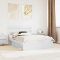 Bedframe met hoofdeinde Wit 140 x 200 cm Massief grenenhout - thumbnail