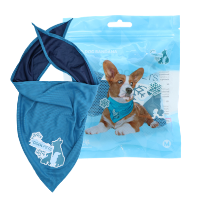 CoolPets cooling bandana hond M - Nekomtrek 38 tot 46 cm - Verkoelende bandana hondenhalsband - Verkoeling hond - 70 x 45 x 45 cm - Blauw