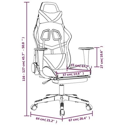 Massage gamestoel met voetensteun kunstleer zwart en wit
