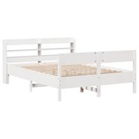 Bedframe zonder matras massief grenenhout wit 120x200 cm - thumbnail