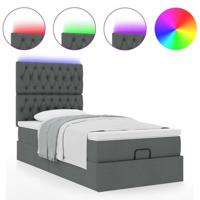 Ottoman bed met matras en LED's 100x200cm stof donkergrijs - thumbnail