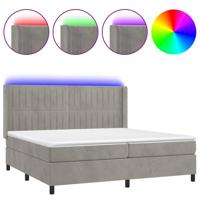 Boxspring met matras en LED fluweel lichtgrijs 200x200 cm - thumbnail